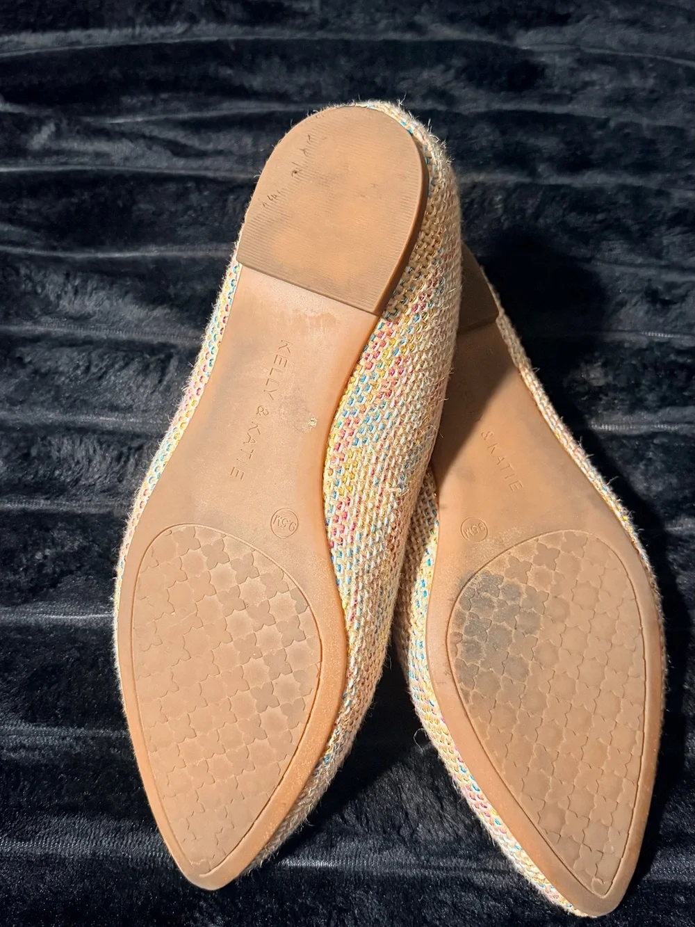Kelly & Katie Pointed-Toe Flats in Beige with Pastel Multi Speckle